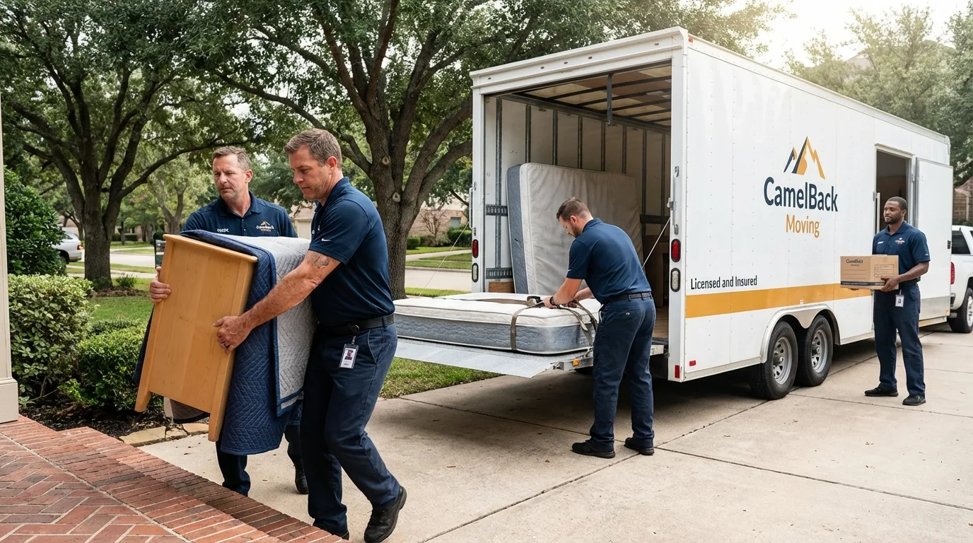 Crew loading residential truck for cross-state move from Jensen Beach, FL