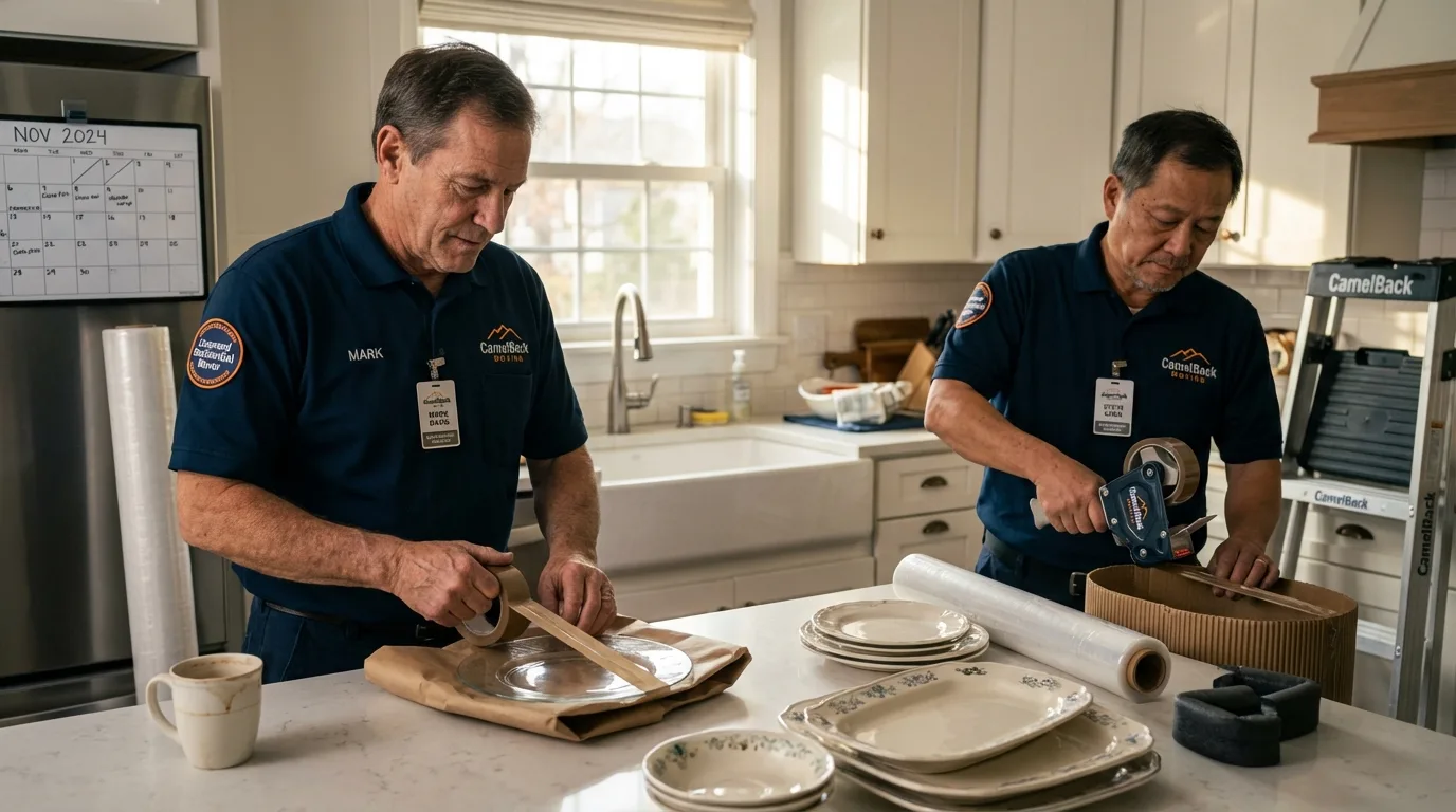 Professional crew packing kitchen dishware in Jensen Beach, FL